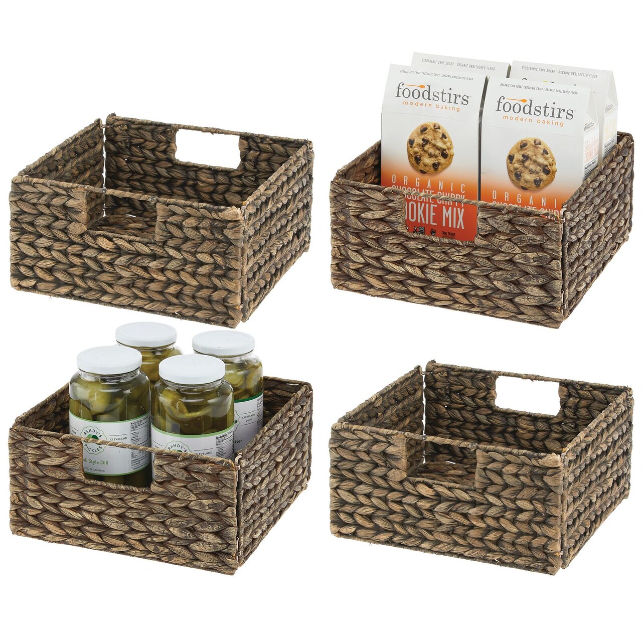 mDesign Woven Hyacinth Kitchen Basket Organizer with Handles